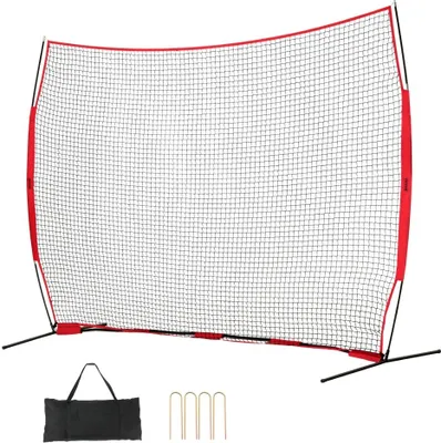 Produktbild von Barrikaden-Backstop-Netz - 393 x 140 x 275 cm - Tragbares Ballsport-Absperrnetz - Übungsausrüstung mit Tragetasche - Schutzschirm für Baseball, Softball, Lacrosse, Fußball und Hockeytraining