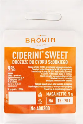 Zdjęcie produktu dla SuperButelki - Drożdże cydrowe CIDERINI SWEET 5g na 20l, do cydru słodkiego, napojów owocowych,