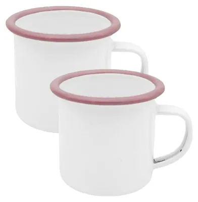 Produktbild von Plottermarie Sublimationsrohlinge Sublimations-Tassen für personalisierte Geschenkideen – Sublimationsrohlinge, Fotogeschenke, Personalisierung & DIY Emaille Tasse 12 oz sublimierbar Pink 2er Set