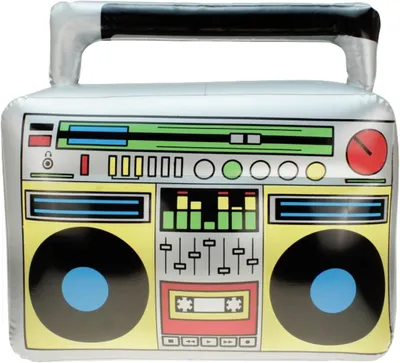 Obrázok produktu pre Nafukovací ghetto blaster cca 45 x 42 cm - 80s 90s karneval & maškarné party doplnky kostým - Bad Taste Assi Retro - Hip Hop Radio Walk