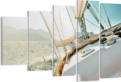 Produktbild von Bild auf Leinwand - Leinwandbild - 5 Teile - Yacht Segeln So - 150x100cm - Wand Bild - Wanddeko - Wandbilder - Leinwanddruck - Bilder - Wanddekoration - Leinwand bilder - Wandbild - EG150x100-4847