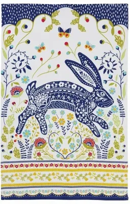 Imagen del producto de Toalla de cocina con estampado de conejo en tonos azules