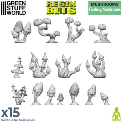 Produktbild von Green Stuff World - Fantasy Mushrooms 3D-Druckset aus Resin, 1/48