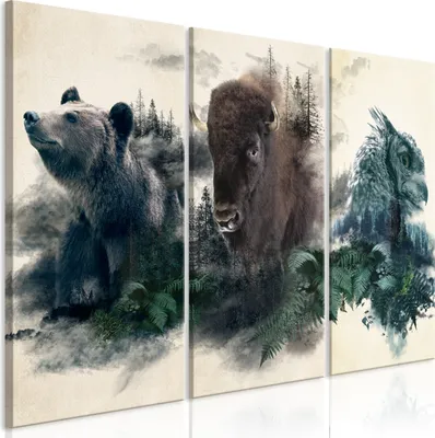 Produktbild von Italienischer Leinwand Leinwandbild - Nature's Womb (3 Parts) 120x80 cm Tiere g-C-0325-b-e