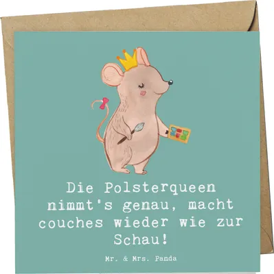 Produktbild von Mr. & Mrs. Panda Grußkarte Polsterei Präzision - Meeresbrise - Geschenk, Polsterarbeit, doppelkarte, Beruf, Handwerkskunst, Berufsleben, Berufspassion, Couch, faltkarte
