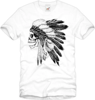 Produktbild von style3 Biker Indian Skull Herren T-Shirt Totenkopf Motorrad Tattoo