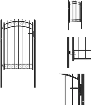 Immagine prodotto di vidaXL Cancello per recinzione con punte in acciaio 100x150 cm nero - Cancelli da giardino