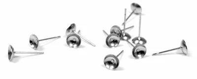 Produktbild von Vintageparts Ohrstecker 304 Edelstahl silberfarben platiniert für 10 mm Hohlperlen, 10 Stück