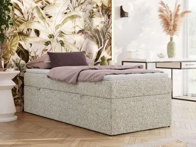 Obrázek produktu pro Kontinentální postel bez čela postele ZERO 90x200 - Středně tvrdé (H3) Multipocket | Béžová Strukturovaná látka - Topper T25