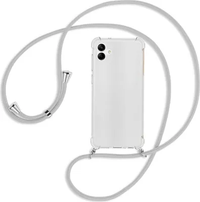 Produktbild von Handykette Backcover-Schutzhülle mit Band (Metall silberfarben) für Samsung Galaxy A04 4G (6.5'') - silbergrau