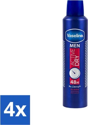Image de Vaseline - Men Active Dry - Déodorant en spray - antitranspirant - 250 ml - pack économique - 4 pièces