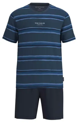 Image de Pyjama court pour homme TOM TAILOR - Shorty, col rond, coton, jersey simple, bleu, taille M