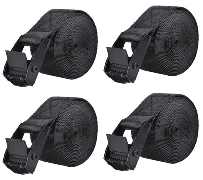 Image de Sangles de tension, lot de 4, capacité de 200 kg, largeur de 25 mm, longueur de 1 mètre, couleur noire