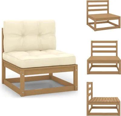 Produktbild von vidaXL Garten-Mittelsofa mit Creme Kissen Massivholz Kiefer -  Gartensofaelemente