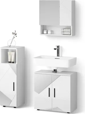 Produktbild von Badmöbel-Set Livinity Ronco Weiß Hochglanz mit Einsätzen 3 Teile, Model 52748