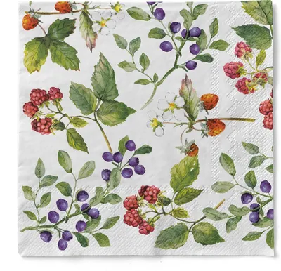 Produktbild von Sovie HORECA Serviette Else aus Tissue 33 x 33 cm, 3-lagig, 100 Stück - Floral Waldfrüchte