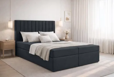 Produktbild von AX LIVING Stauraum Boxspringbett Schwarz 180x200 cm ohne Topper Bursa Doppelbett