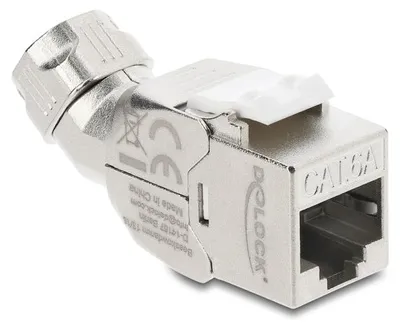 Produktbild von Delock  Keystone Modul RJ45 Buchse zu LSA Cat.6A werkzeugfrei 45° winkelbar geschirmt