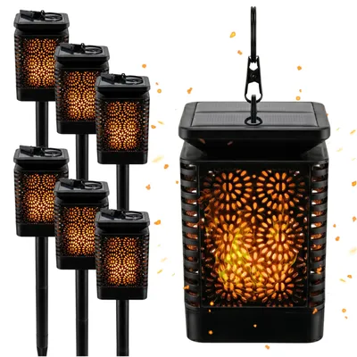 Immagine prodotto di BLIXTAR, lampada solare LED da giardino 6x3in1, lanterna, torcia con effetto fiamma