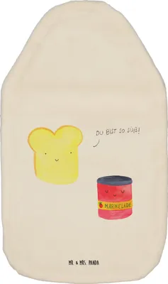 Produktbild von Mr. & Mrs. Panda Wärmflasche Toast Marmelade - Weiß - Geschenk, Toastbrot, Flauschige, Wärmekissen, Dreamteam, Wärmeflasche, Brot, Wärmflaschen, Süß, Bettflasche