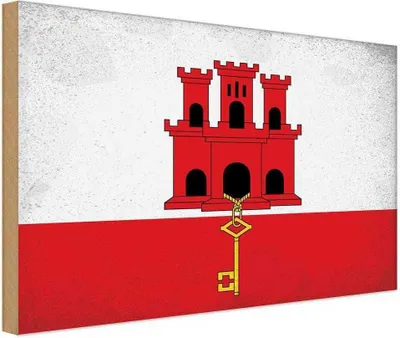 Produktbild von vianmo Holzschild 12x18 cm Gibraltar Vintage Flagge Fahne Wappen