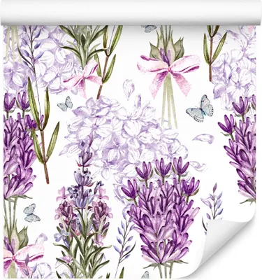 Produktbild von 10m VLIES TAPETE Rolle Blumen Lavendel Blätter Natur Pflanzen XXL