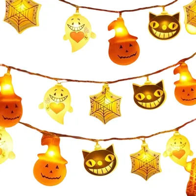 Produktbild von Halloween-Lichterkette, 20 LED-Fensterlichter, batteriebetrieben (Batterien nicht enthalten), Fensterbeleuchtung für die Halloween-Party zu Hause