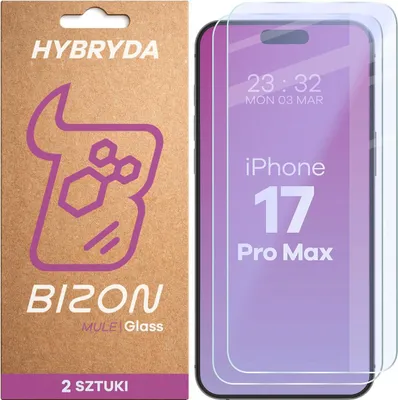 Produktbild von 2x Flexibles Hybridglas für iPhone 17 Pro Max, Bizon Glass Mule Duo