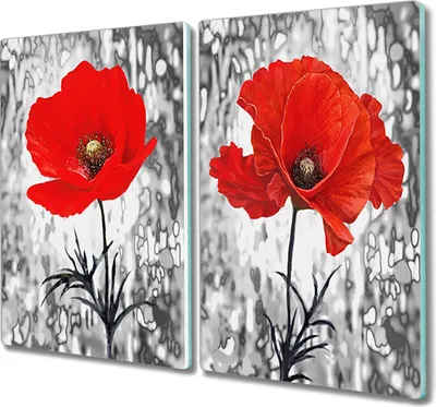 Produktbild von Coloray Herdabdeckplatte 2x30x52 cm Schneidebrett Kochplattenabdeckung Küchenbrett Hackbrett - Blumen gekauft