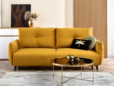 Zdjęcie produktu dla Sofa rozkładana MIGDALIA - żółty / czarny