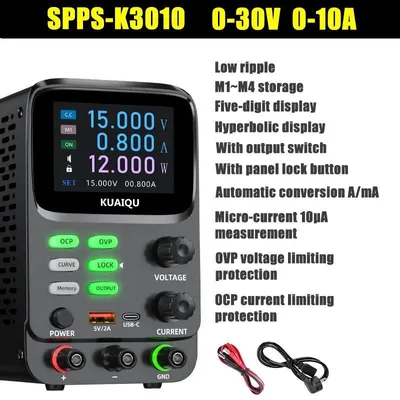 Produktbild von Labornetzgerät DC - SPPS-K3010 - Regelbar 0–30 V 0–10 A - Anzeige 5-stellig - Messung 10 µA - OVP/OCP - Speicherplätze 4