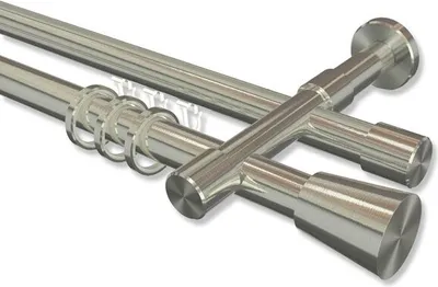 Produktbild von Interdeco Rundrohr-Innenlaufstange, Gardinenstange (Kombination) Edelstahl-Optik Modell Prestige Sitra, 20 mm Ø 2-läufig, 360 cm (geteilt)