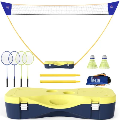 Produktbild von HOMCOM Badminton Netz mit Stand Badminton-Netzständer mit 4 Schlägern tragbar