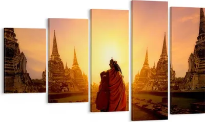 Produktbild von Bild auf Leinwand - Leinwandbild - Tempel Mönch - 100x60cm - Wand Bild - Wanddeko - Wandbilder - Leinwanddruck - Bilder - Kunstdruck - Wanddekoration - Leinwand bilder - Wandkunst - EG100x60-3472