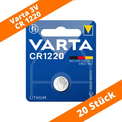 Produktbild von 20 x Varta CR 1220 DL1220 3V Lithium Batterie Knopfzelle 35mAh Blister 6220