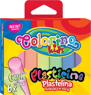Zdjęcie produktu dla Plastelina 6 kolorów świecąca w nocy Colorino