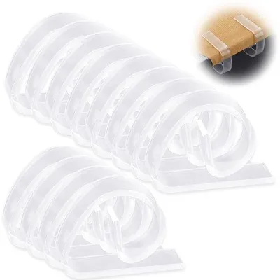Produktbild von Unyqoos® 12er Set weiße Tischdeckenklammern – bruchsicheres Kunststoff, verstellbar für verschiedene Tischstärken, innen & außen, windfest