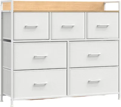 Produktbild von Kommode mit 7 Schubladen – Aufbewahrungsschrank – stabil – 28,5 x 98 x 85 cm – Eiche Wolkenweiß/Beige