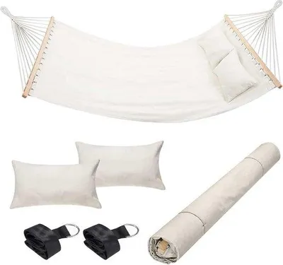 Produktbild von Famanu Hängematte für zwei Personen - Beige, 232 x 148 cm, mit Kissen