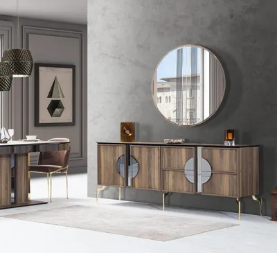 Produktbild von Stilvoll Esszimmer Set Besteht aus Esstisch 4x Stühle und Anrichte 6tlg.