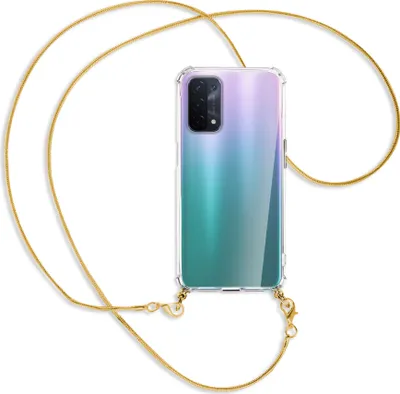Produktbild von Handykette Backcover-Schutzhülle mit Band (Metall goldfarben) für Oppo A54 5G / A74 5G (CPH2197) - goldfarbene Kette Snake