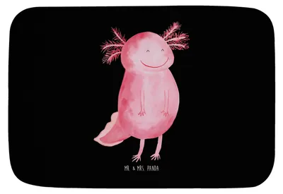 Produktbild von Mr. & Mrs. Panda Badezimmerteppich Axolotl Glücklich - Schwarz - Geschenk, Schwanzlurch, Badläufer, Badteppich, duschmatte, Lebensfroh, Badezimmer Matte, Duschvorleger