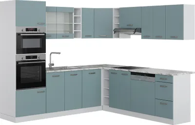 Immagine prodotto di Cucina angolare completa Vicco R-Line Grigio-blu 247 x 46 cm senza piano di lavoro, Model 41013
