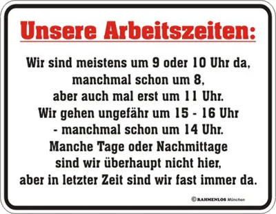 Produktbild von Unsere Arbeitszeiten Blechschild Fun-Schilder