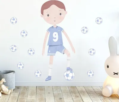Obrázok produktu pre Nálepka na stenu Futbalista modrá