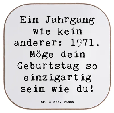 Produktbild von Mr. & Mrs. Panda Tassenuntersetzer Spruch 1971 Geburtstag - Weiß - Geschenk, Happy Birthday, Geburtstagsgeschenk, Geboren am, bieruntersetzer, Getränkeuntersetzer