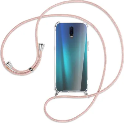 Produktbild von Handykette Backcover-Schutzhülle mit Band (Metall silberfarben) für Oppo R17 / RX17 - roségold