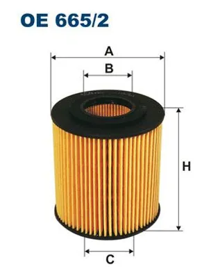 Produktbild von Ölfilter Filtereinsatz für Mazda, Höhe 74,5mm, Außendurchmesser 68mm, Innendurchmesser 29mm, OE L32114302