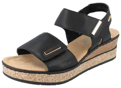 Produktbild von RIEKER 63781-00 Damen Keilsandalette schwarz Kunstleder - Größe: 42