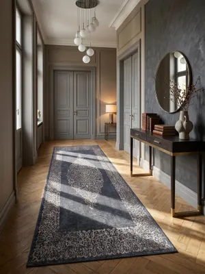 Teppich Schwarz Läufer im Wohnzimmer Einrichtungsidee